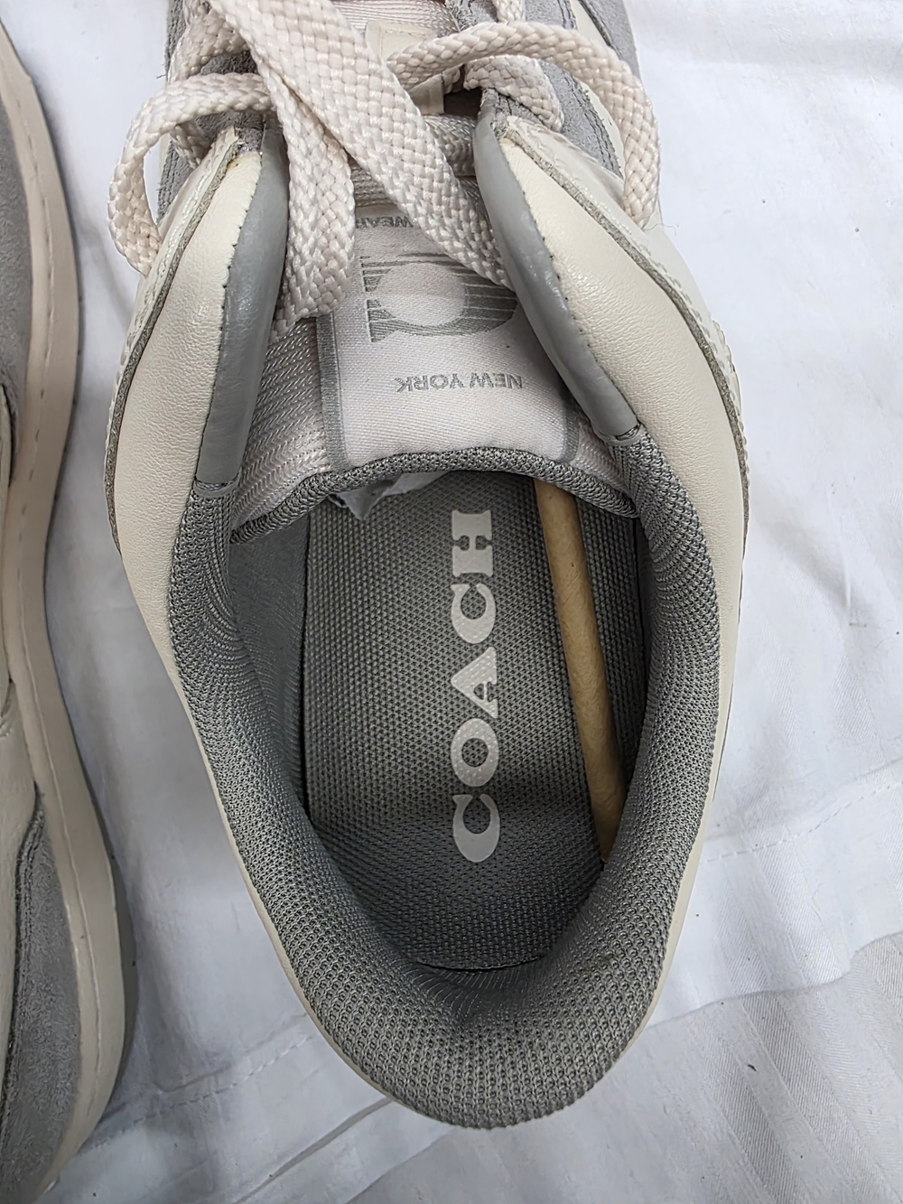 Coach Women’s Two-Tone Cream and Gray Leather Sneakers - Picture 10 of 10